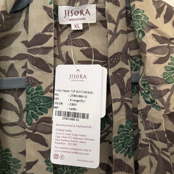 JISORA Grey Floral Succulent Cotton Shrug - Picture 13 of 16